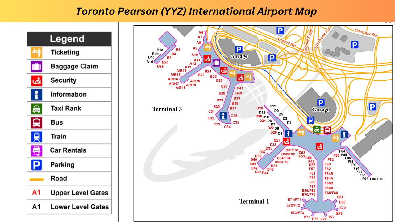 Toronto Pearson Airport Map - Toronto Airport Terminal Maps, Gates, Layouts, and Navigation